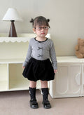2-Pieces Grey Ribbed Bow and Black Velvet Short
