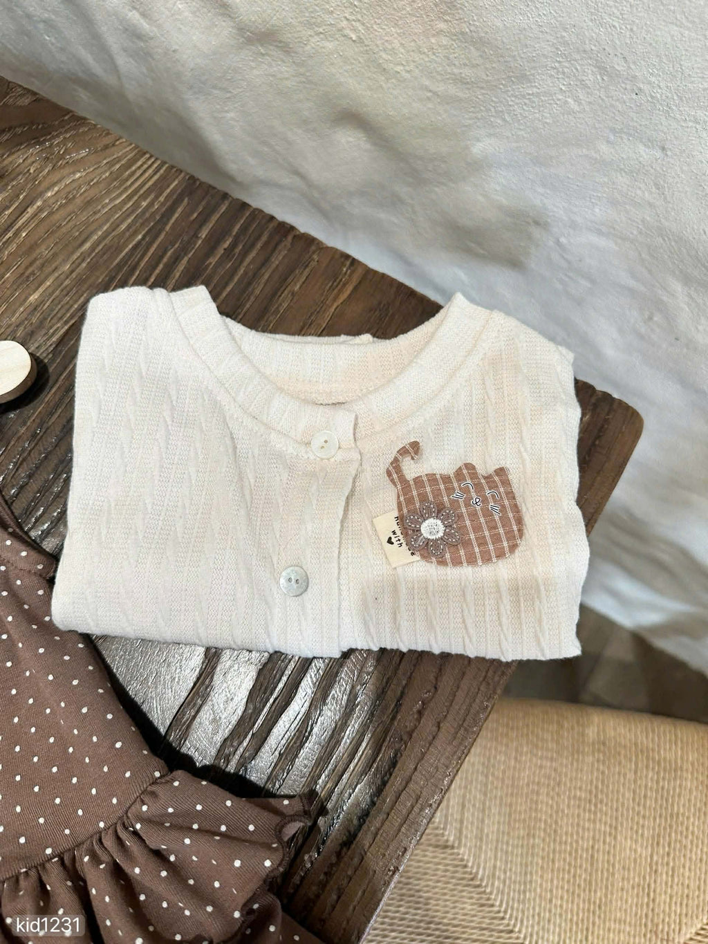 Brown Polka Dot with Cardigan Set