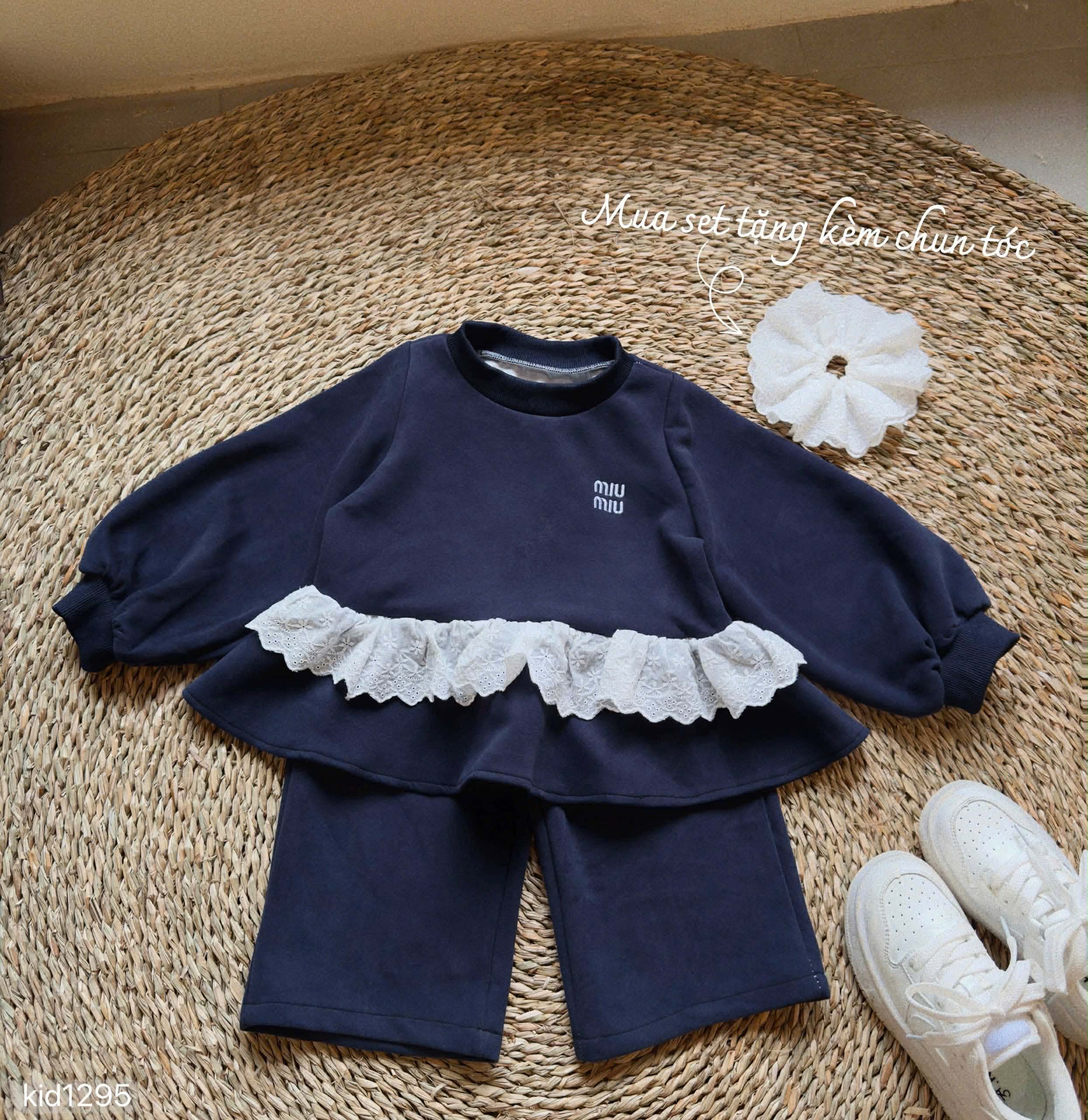 Navy Blue Two-Piece Sweatshirt Set