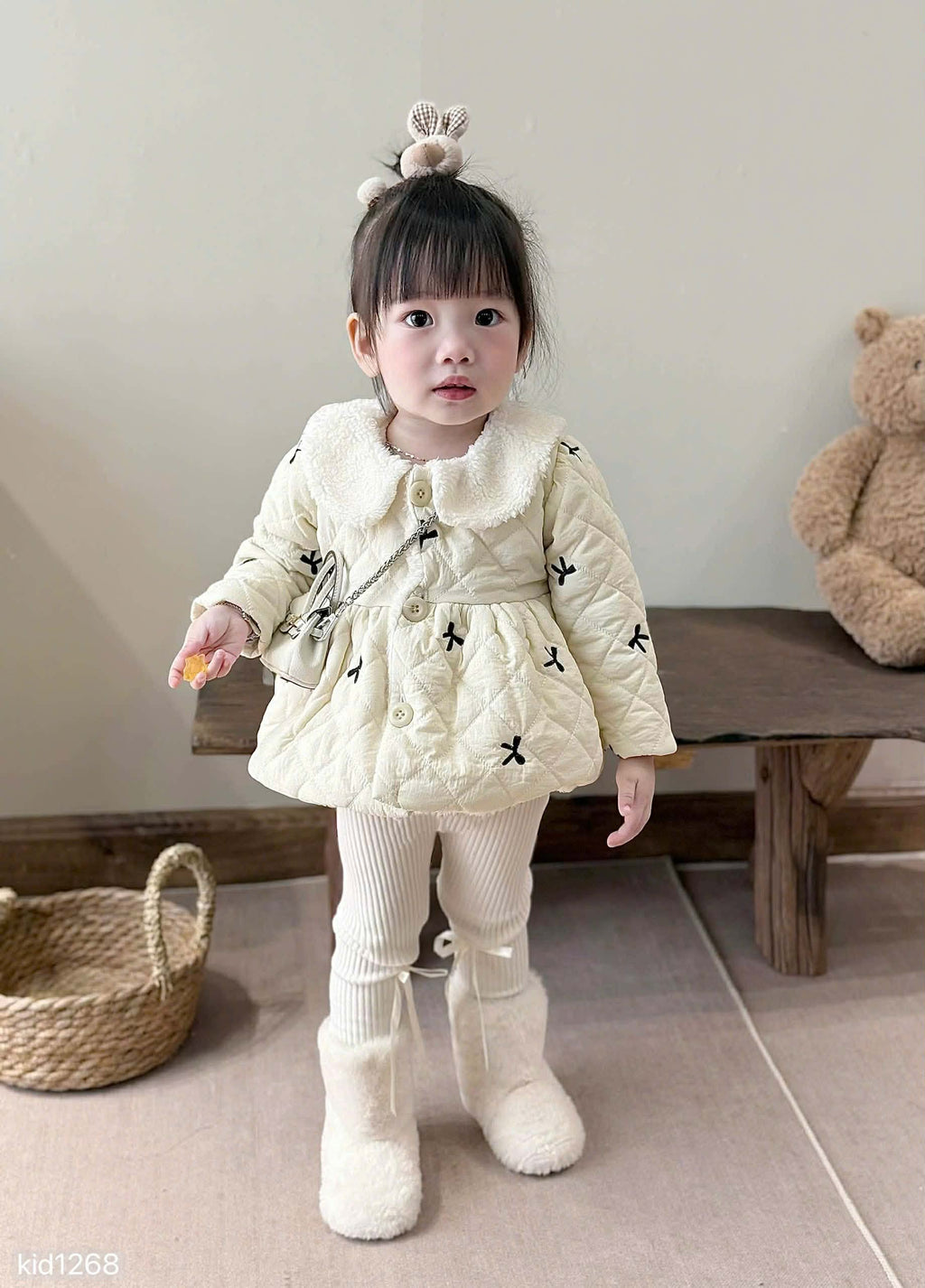 Black Bow Embroidery Girl Jacket