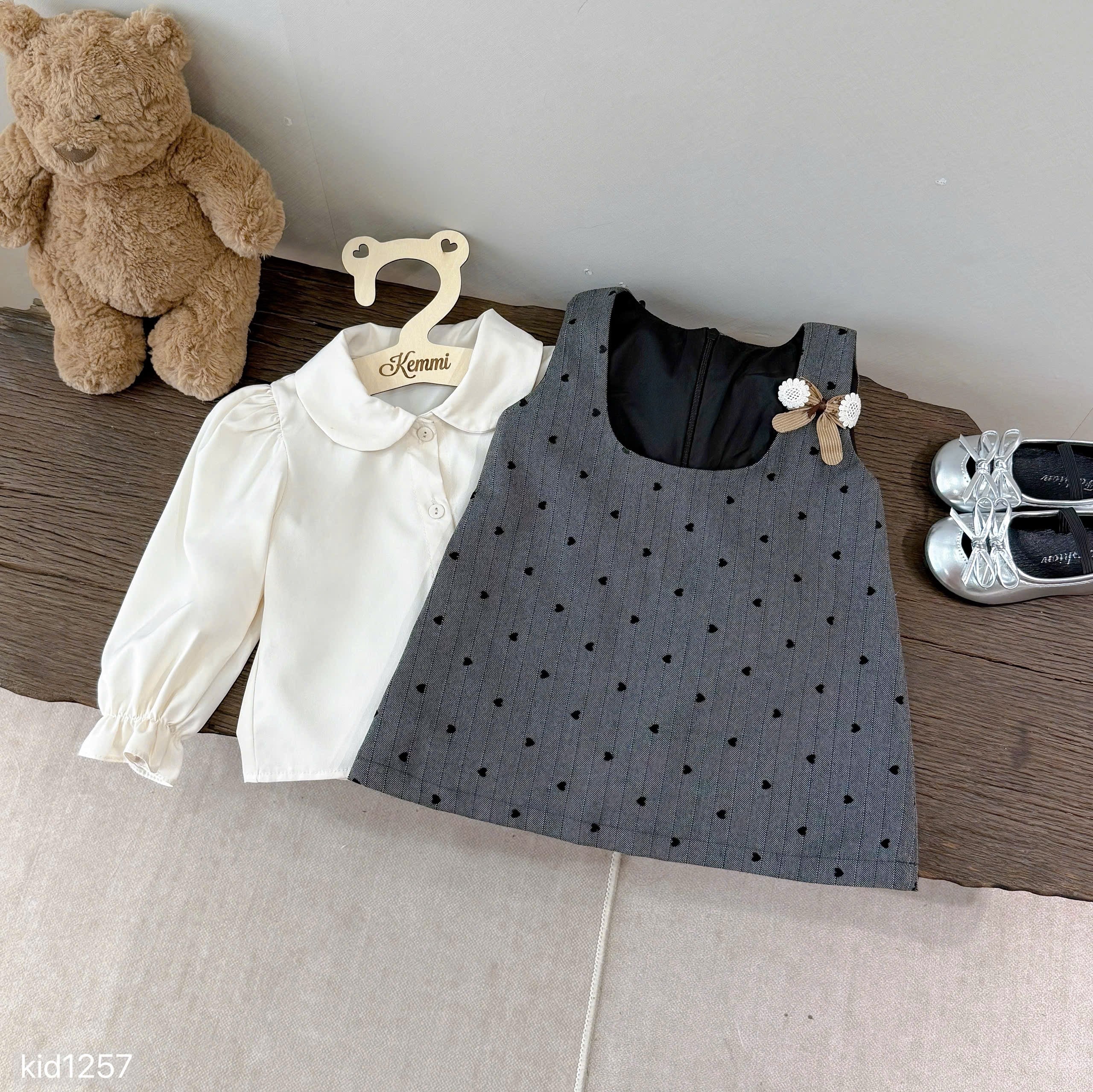 2 Pieces Small Heart Dress with Beige Shirt