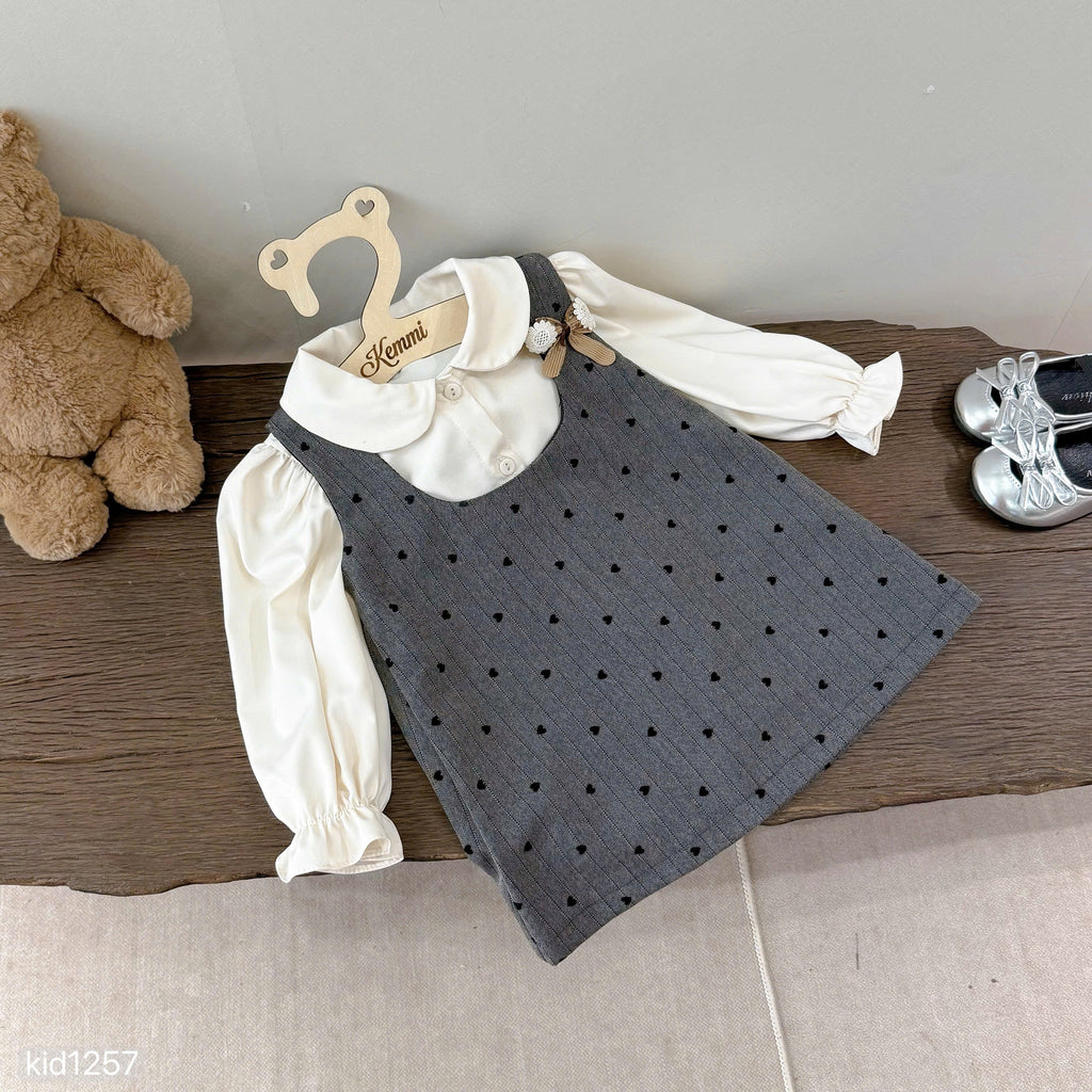 2 Pieces Small Heart Dress with Beige Shirt