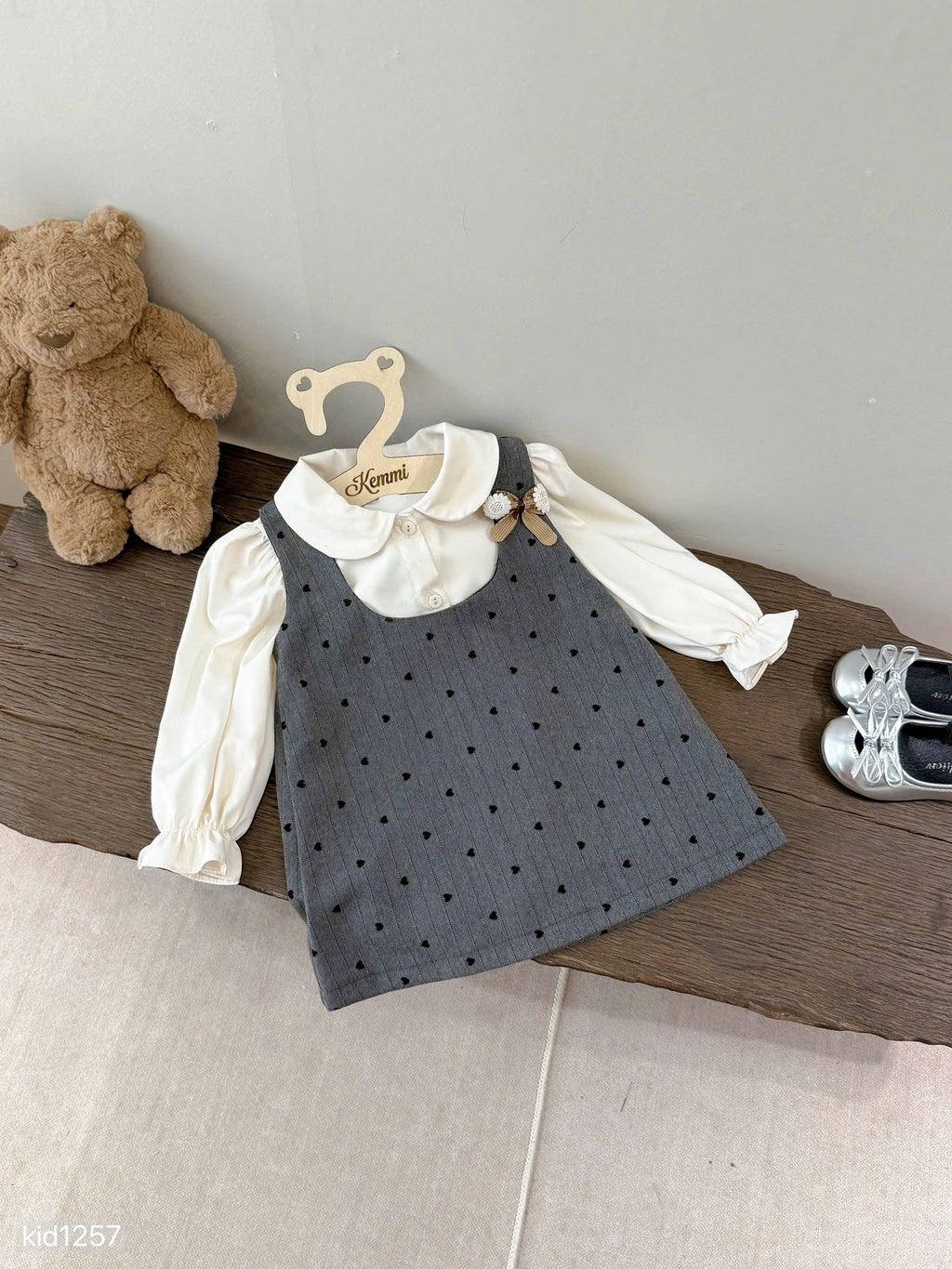 2 Pieces Small Heart Dress with Beige Shirt
