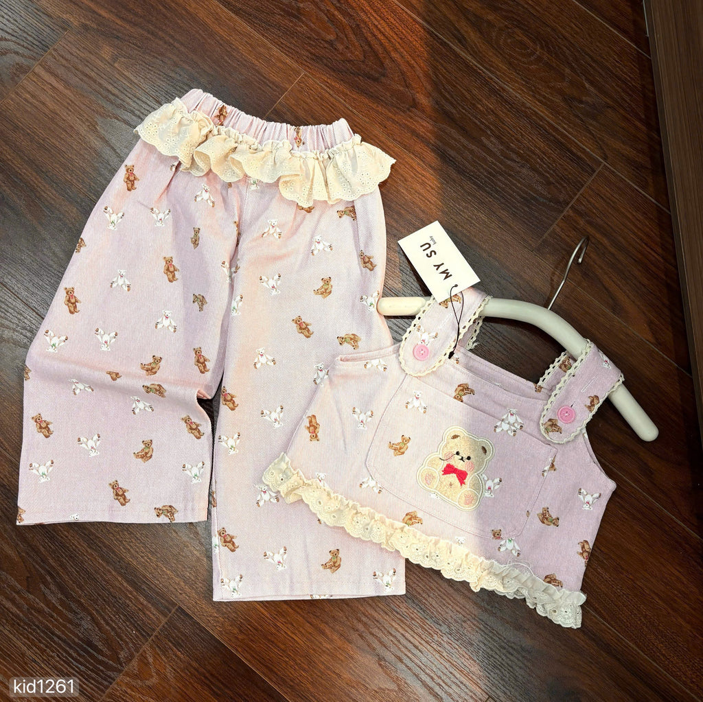 Embroidered Teddy Bear Two Pieces Set