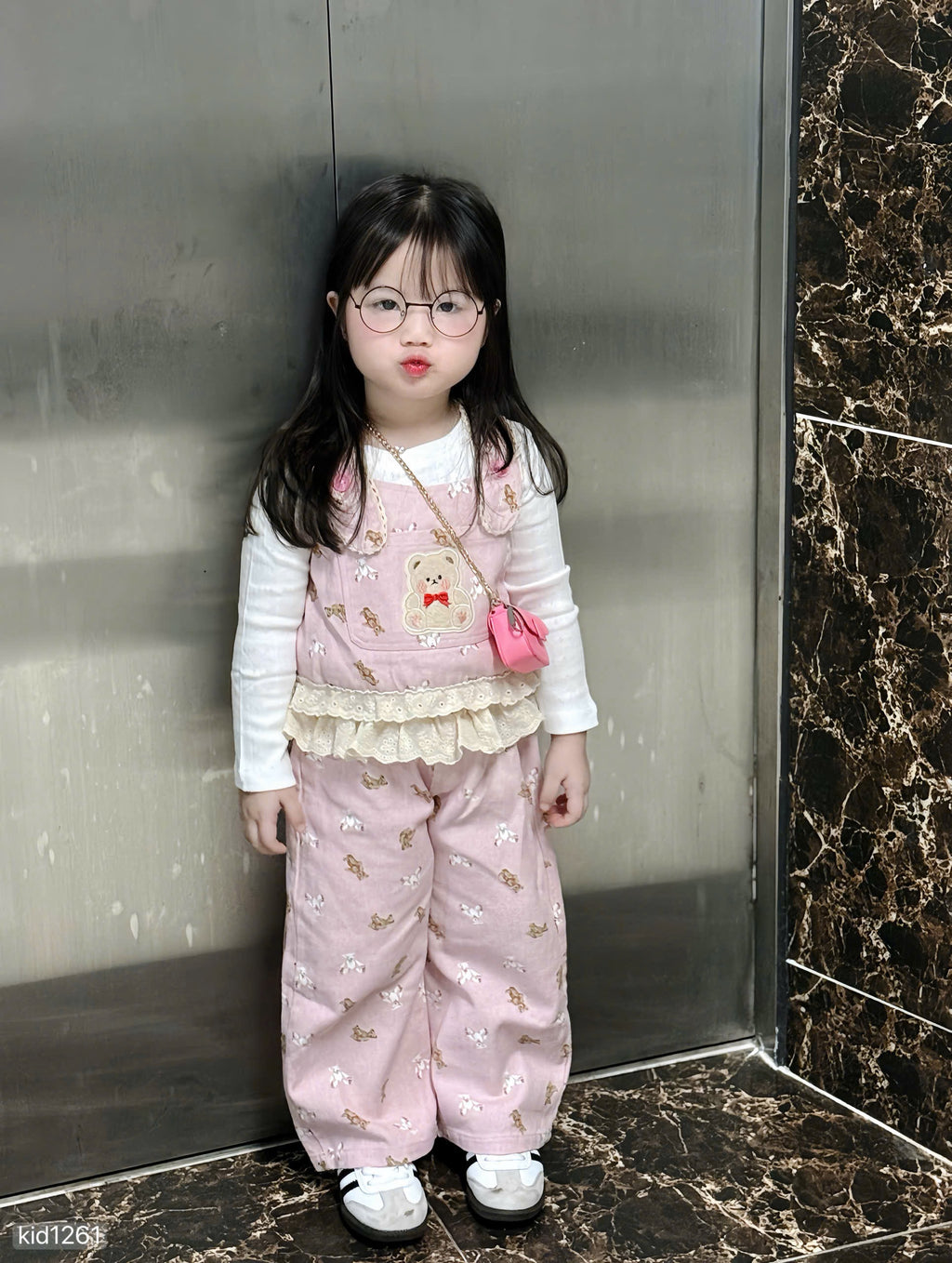 Embroidered Teddy Bear Two Pieces Set