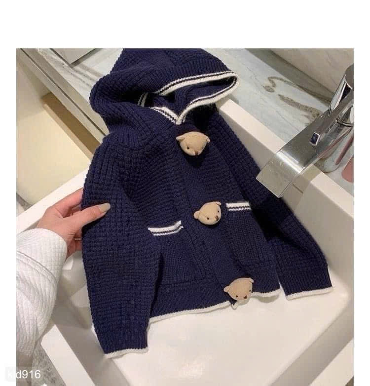 Bear Wool Hooded Cardigan