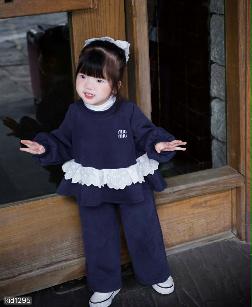 Navy Blue Two-Piece Sweatshirt Set