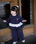 Navy Blue Two-Piece Sweatshirt Set