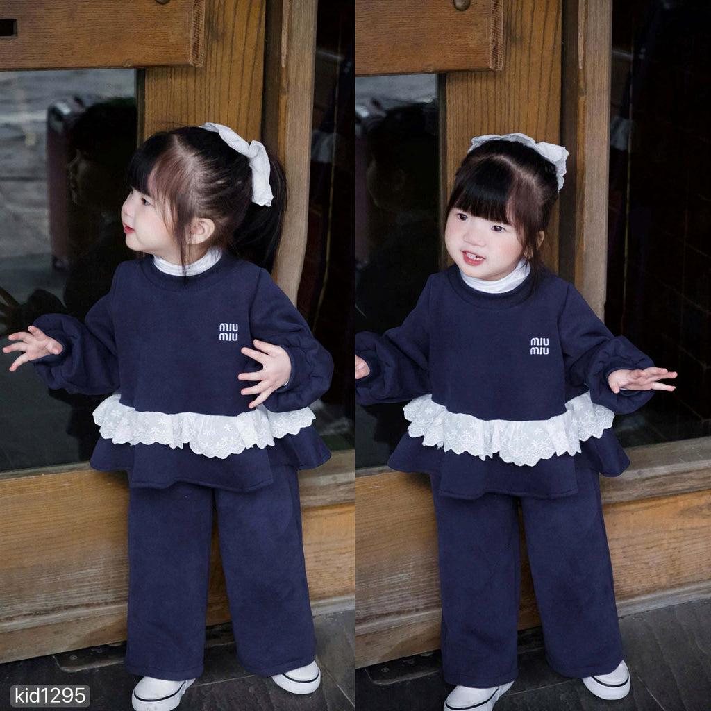 Navy Blue Two-Piece Sweatshirt Set
