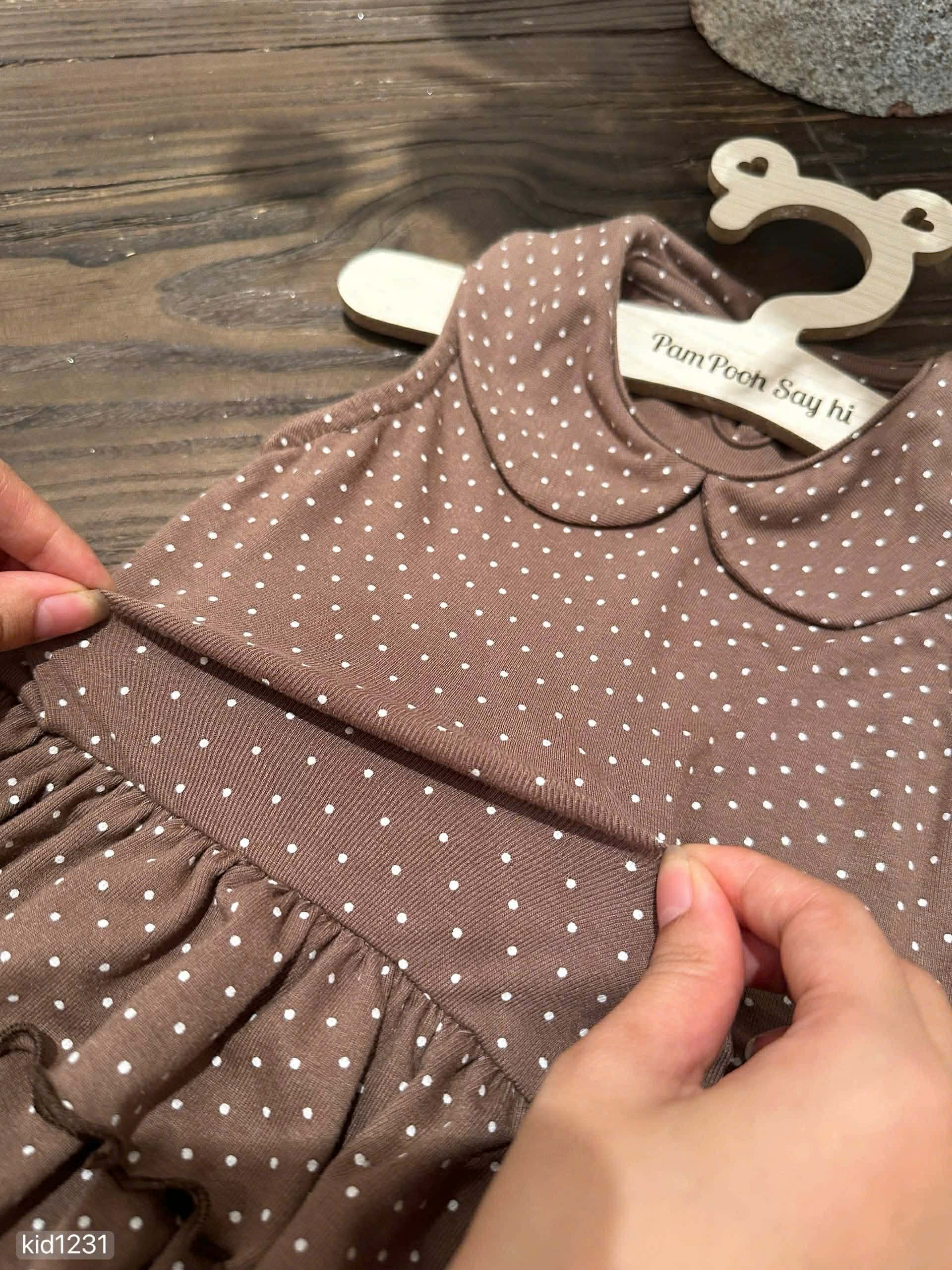 Brown Polka Dot with Cardigan Set